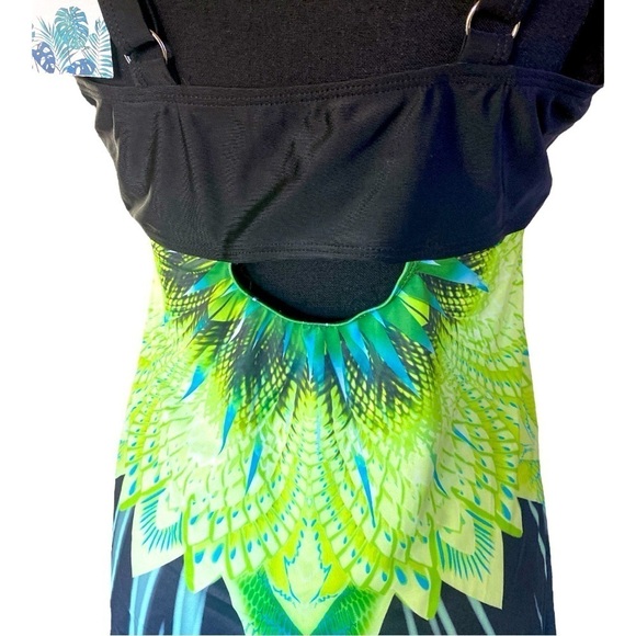 B2PRITY TANKINI Swim Dress Print Tankini Kelly Green & Black S… - Picture 7 of 9
